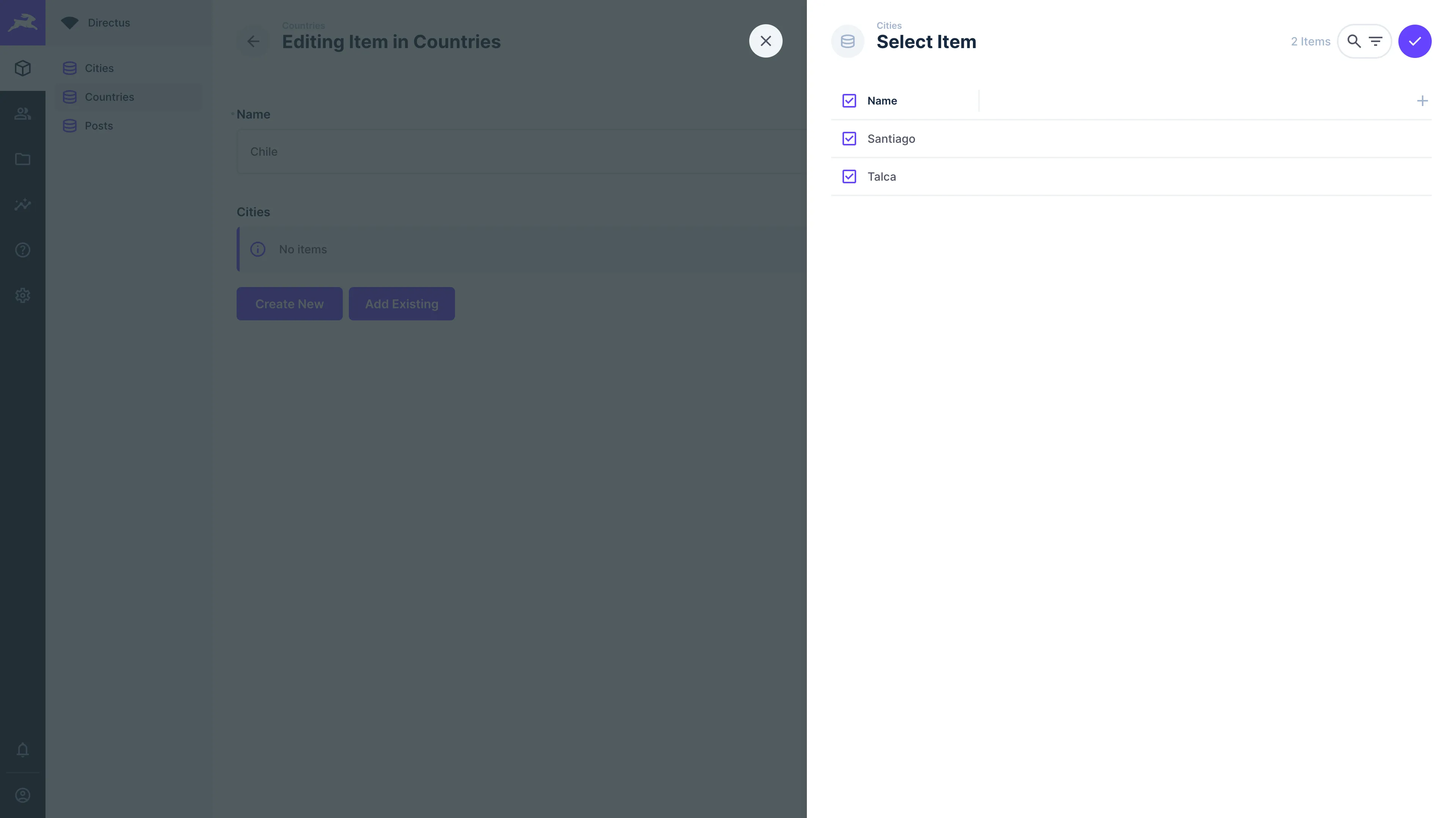 A one-to-many relation field being open
